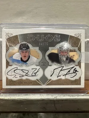 2008-09 O-Pee-Chee Premier Evgeni Malkin/Marc-Andre Fleury Duos Autograph Dual Auto /75 front