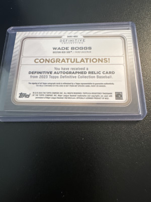 2023 Topps Definitive Bat/Auto Wade Boggs 10/40. back