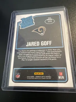 2016 Donruss Optic Jared Goff Rated Rookies back