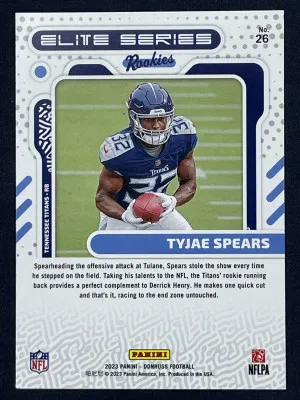 2023 Panini Donruss Football - Tyjae Spears - Elite Series back