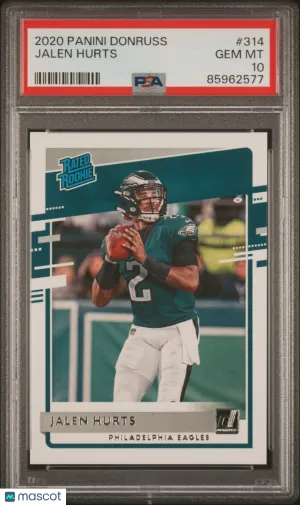 2020 Panini Donruss Jalen Hurts #314 Rookie RC PSA 10 front