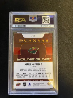 2020 Upper Deck KIRILL KAPRIZOV Young Guns UD Canvas PSA 10 GEM MINT #C225 back