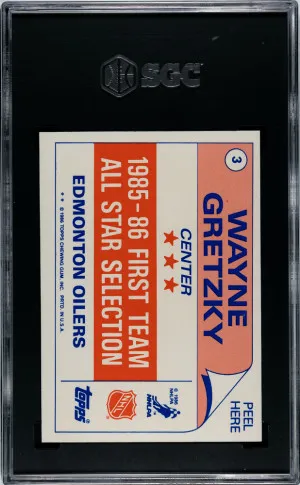 1986-87 Topps Sticker Wayne Gretzky #3 SGC 7 back