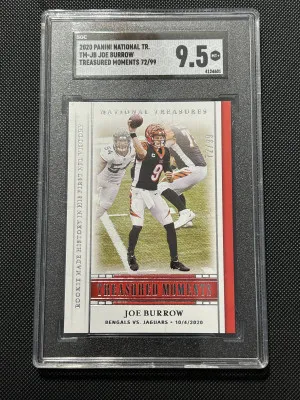 Joe Burrow 2020 National Treasures Treasured Moments /99 SGC 9.5 front