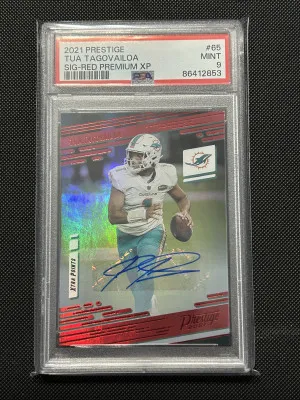 Tua Tagovailoa 2021 Prestige Auto Red PSA 9 #65 front