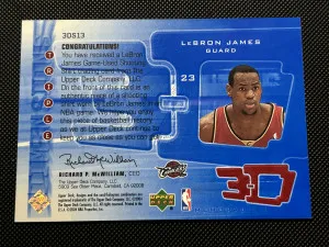 Lebron James 2003 Upper Deck Triple Dimensions 3-D Shooting Shirts Blue /499 #3DS13 RC back