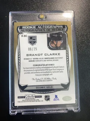 Brandt Clarke 22-23 OPC Platinum Seismic Gold Rookie Auto /25 back