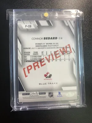 Connor Bedard 23-24 OPC Platinum Preview (From 23-24 OPC) Blue Traxx Marquee Rookie back