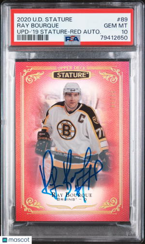 2020 Upper Deck Stature Update RED Ray Bourque #89 /35 PSA 10 front