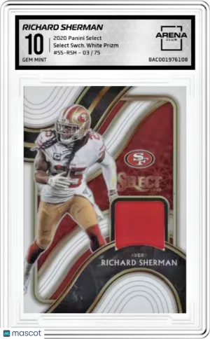 2020 Panini Select Swatches White Prizm #SS-RSH Richard Sherman 03/75 | AC 10 GM front