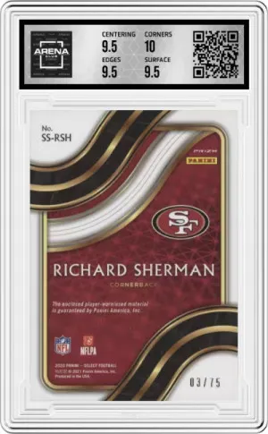 2020 Panini Select Swatches White Prizm #SS-RSH Richard Sherman 03/75 | AC 10 GM back