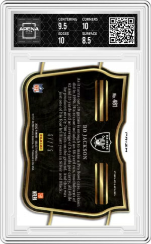 2022 Panini Select Tri-Color Prizm #481 Field Level Bo Jackson /75 Graded | AC 9 back