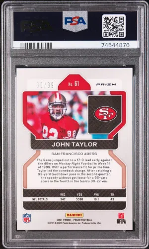 2021 Panini Prizm John Taylor #61 Red & Yellow Prizm /39 PSA 9 NFL POP 1 back