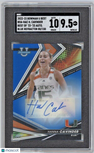 Hanna Cavinder BOA-HAC Auto /150 2022-23 Bowman's Best U Blue Refractor SGC 9.5 front