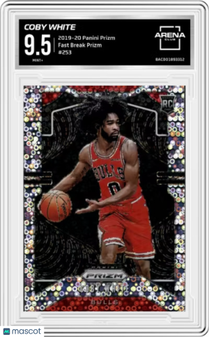 Coby White #253 Fast Break Prizm RC 2019-2020 Panini Graded Rookie Card AC 9.5 front