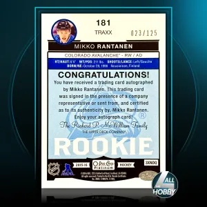 Mikko Rantanen 2015-16 OPC Premier Traxx Rookie Auto 023/125 back
