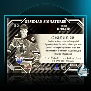 Connor McDavid 2016-17 UD Black Obsidian Signatures back