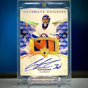 Ilya Sorokin 2020-21 Ultimate Rookies Auto Patch 14/49 back