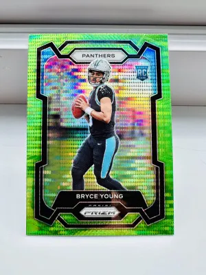 2023 Panini Prizm Bryce Young Neon Green Pulsar #311 Panthers Rookie RC (Very clean) front