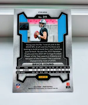 2023 Panini Prizm Bryce Young Neon Green Pulsar #311 Panthers Rookie RC (Very clean) back