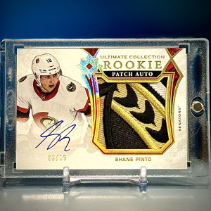 Shane Pinto 2021-22 Ultimate Jumbo Rookie Patch Auto 06/15 back