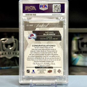 Nathan MacKinnon 2015-16 SP Game Used Inked Sweaters Patch 10/10 PSA 8 back