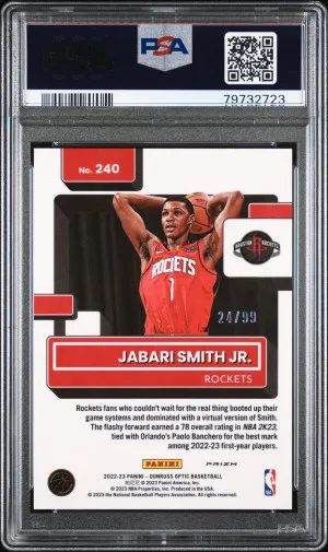 2022 Jabari Smith Optic Fast Break Purple /99 PSA 10 back
