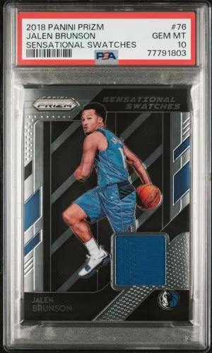 2018 Jalen Brunson Prizm Sensational Swatch PSA 10 front
