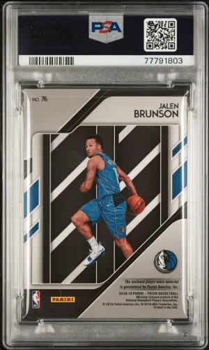 2018 Jalen Brunson Prizm Sensational Swatch PSA 10 back