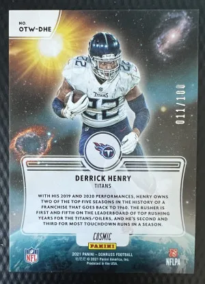 2021 Panini Donruss Out of this World Cosmic /100 Derrick Henry back