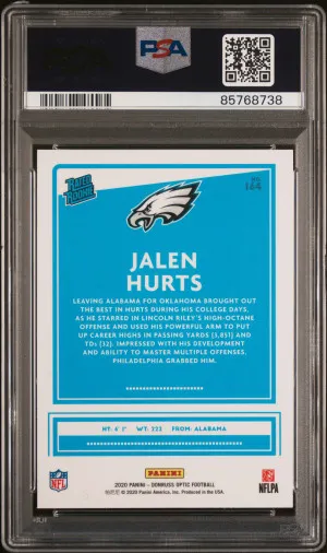 2020 Panini Donruss Optic Jalen Hurts #164 Rookie PSA 10 back