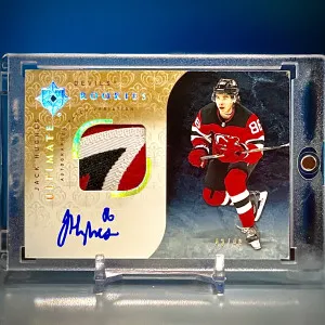 Jack Hughes 2019-20 Ultimate Rookie Auto Patch Retro 42/49 front