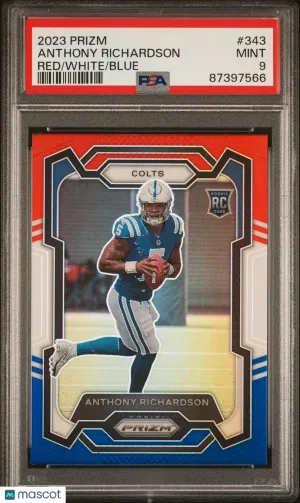 Anthony Richardson 2023 Panini Prizm Red/White/Blue #343 Rookie RC PSA 9 front
