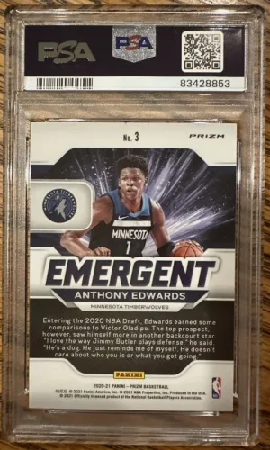 2020 Anthony Edwards Prizm Emergent Silver PSA 10 back