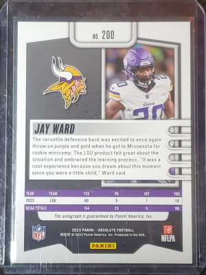 Jay Ward absolute Rookie auto /100 back