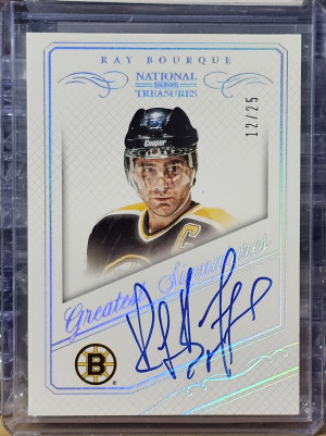 2013-14 Panini National Treasures 12/25 Greatest Signatures Autograph Ray Bourque #GR-RB front