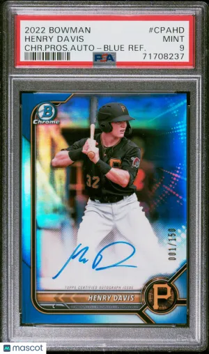 2022 Bowman Chrome Prospect Autographs Henry Davis #CPAHD PSA 9 front