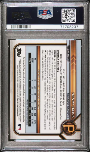 2022 Bowman Chrome Prospect Autographs Henry Davis #CPAHD PSA 9 back