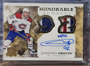 2017-19 Upper Deck The Cup 62/92 Honorable Numbers Autograph Dual 3clr Patch #HN-JD front