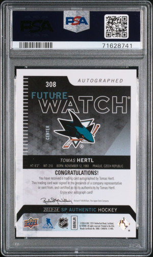 2013-14 SP Authentic Tomas Hertl Future Watch Auto PSA 10 back