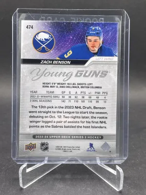 2023-24 Upper Deck Young Guns Zach Benson RC #474 back