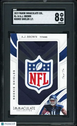 AJ Brown 2019 Panini Immaculate Collection Rookie NFL Shield 1/1 SGC 8 front