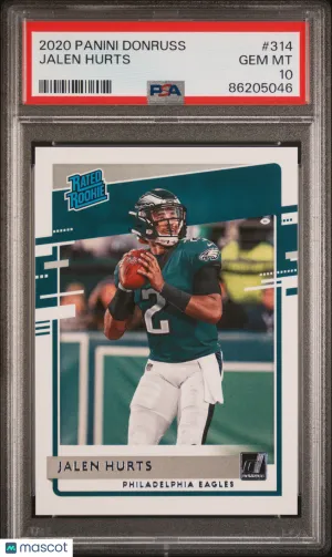 2020 Panini Donruss Jalen Hurts #314 Rookie PSA 10 front