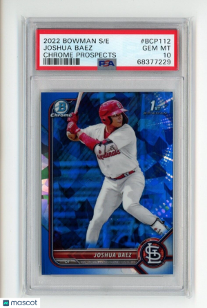 2022 Bowman Chrome JOSHUA BAEZ Rookie SAPPHIRE BCP-112 St Louis Cardinals PSA 10 front