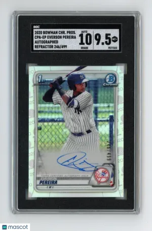 2020 Bowman Chrome EVERSON PEREIRA Rookie RC AUTO REFRACTOR #/499 - SGC 9.5/10 front