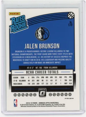 2018 Jalen Brunson Optic Shock #179 back