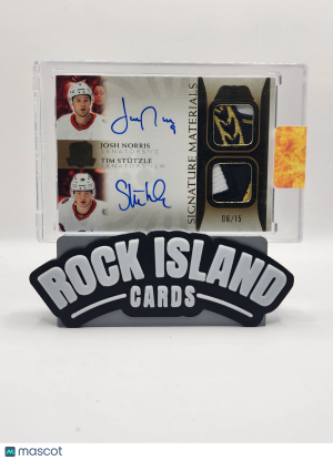 2021-22 Upper Deck The Cup Tim Stutzle / Josh Norris /15 Dual Patch Auto front