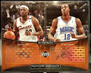 LeBron James + Dwight Howard 2005-06 UD Portraits Signature Portraits 8x10 Dual Auto 15/40 front
