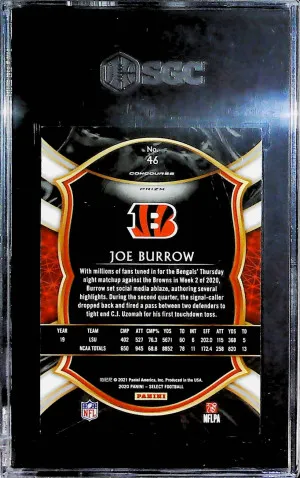 Joe Burrow 2020 Panini Select Concourse Silver Prizm #46 Rookie RC SGC 9.5 back