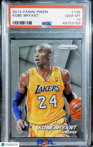 Kobe Bryant 2014-15 Panini Prizm #136 PSA 10 Lakers HOF front